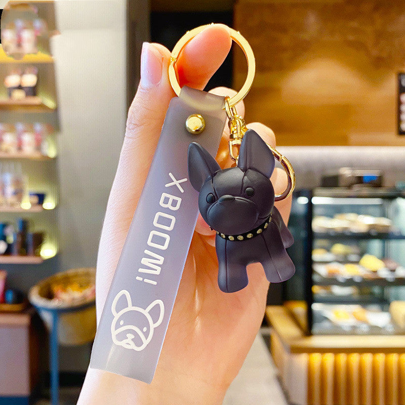 Colgante de bulldog de cristal moderno, llavero de personalidad, colgante de bolso, accesorios para parejas, regalo creativo