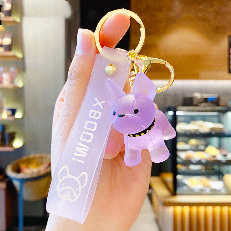 Colgante de bulldog de cristal moderno, llavero de personalidad, colgante de bolso, accesorios para parejas, regalo creativo