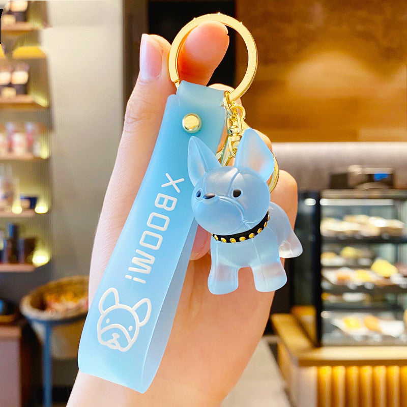 Colgante de bulldog de cristal moderno, llavero de personalidad, colgante de bolso, accesorios para parejas, regalo creativo
