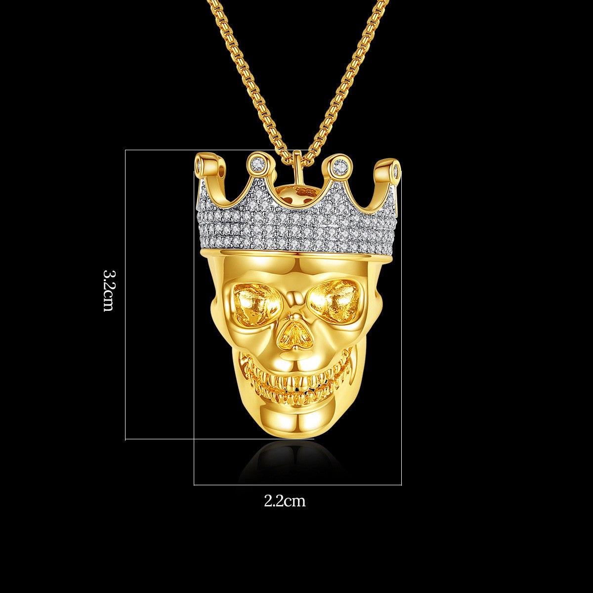 Europäischer und amerikanischer Persönlichkeitsschmuck Mode Hip-Hop Kronen-Totenkopf-Anhänger Halskette HIPHOP Herren Punk Accessoires Anpassung