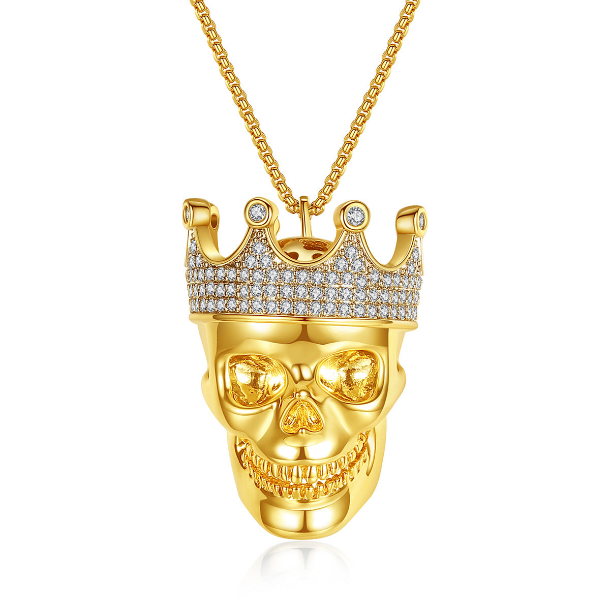 Europäischer und amerikanischer Persönlichkeitsschmuck Mode Hip-Hop Kronen-Totenkopf-Anhänger Halskette HIPHOP Herren Punk Accessoires Anpassung