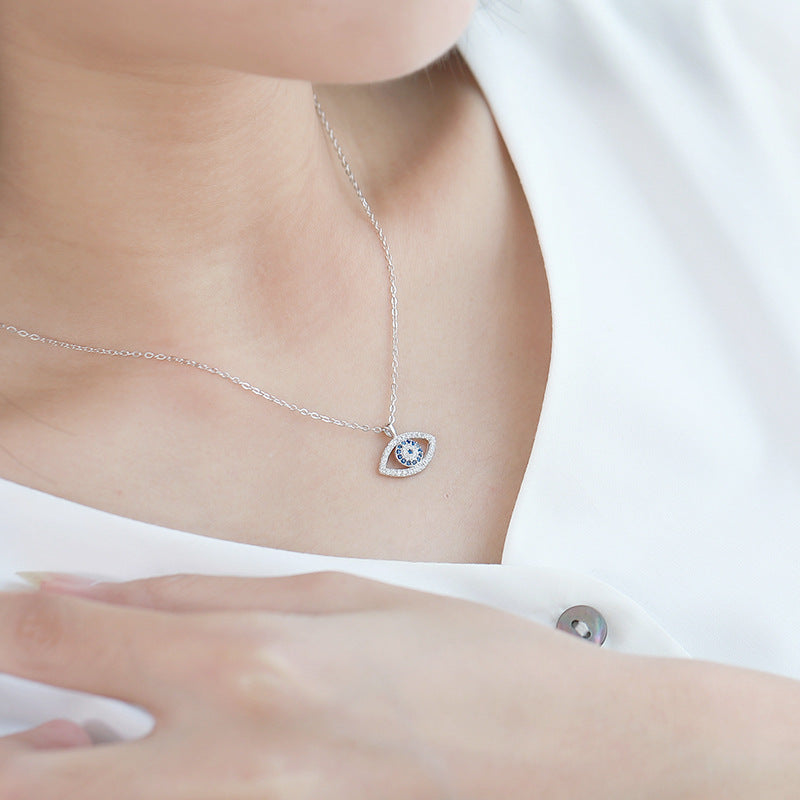 S925 Sterlingsilber Schmuck Europäischer und Amerikanischer atmosphärischer Dämonenaugen-Halskette Augenanhänger