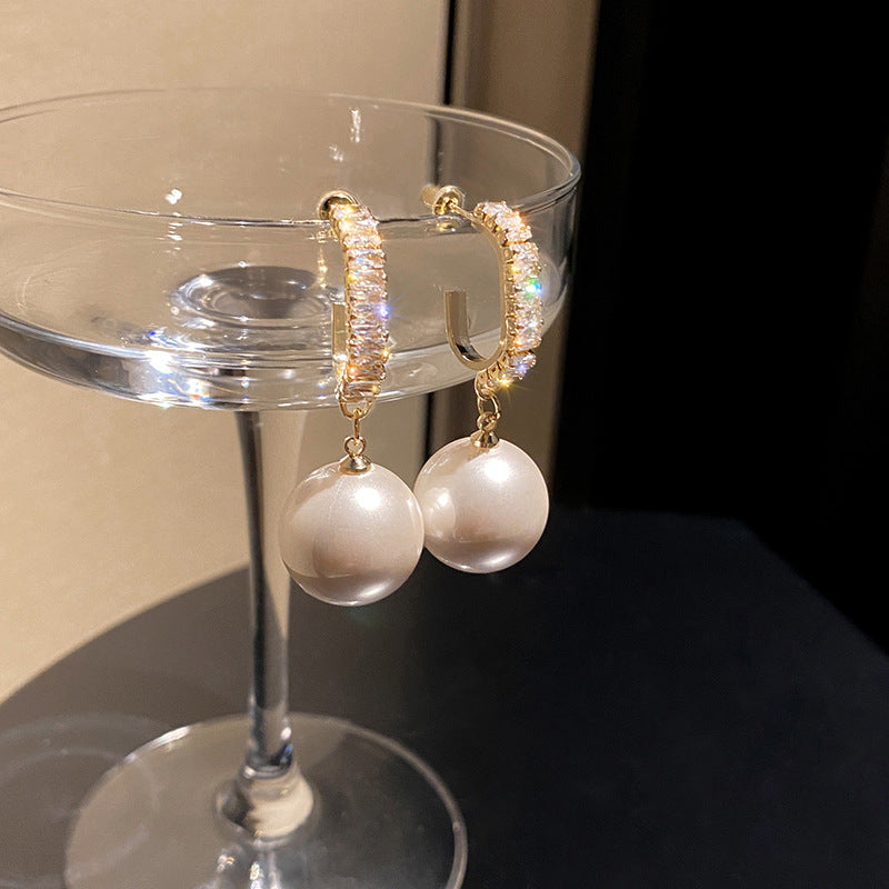 Nueva moda coreana, perlas blancas extragrandes colgantes