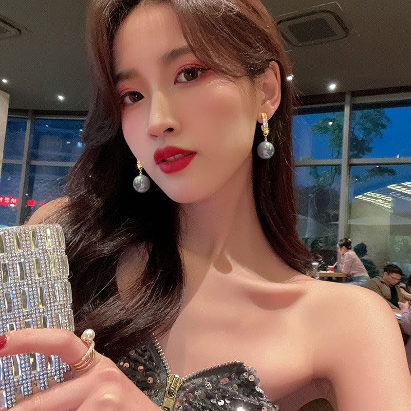 Nueva moda coreana, perlas blancas extragrandes colgantes