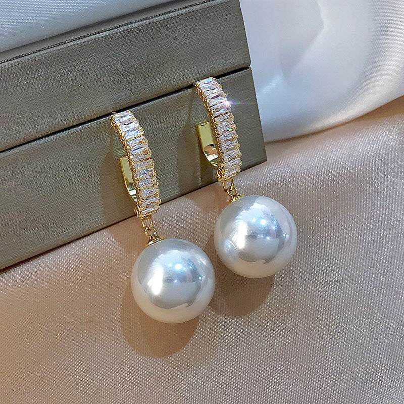 Nueva moda coreana, perlas blancas extragrandes colgantes