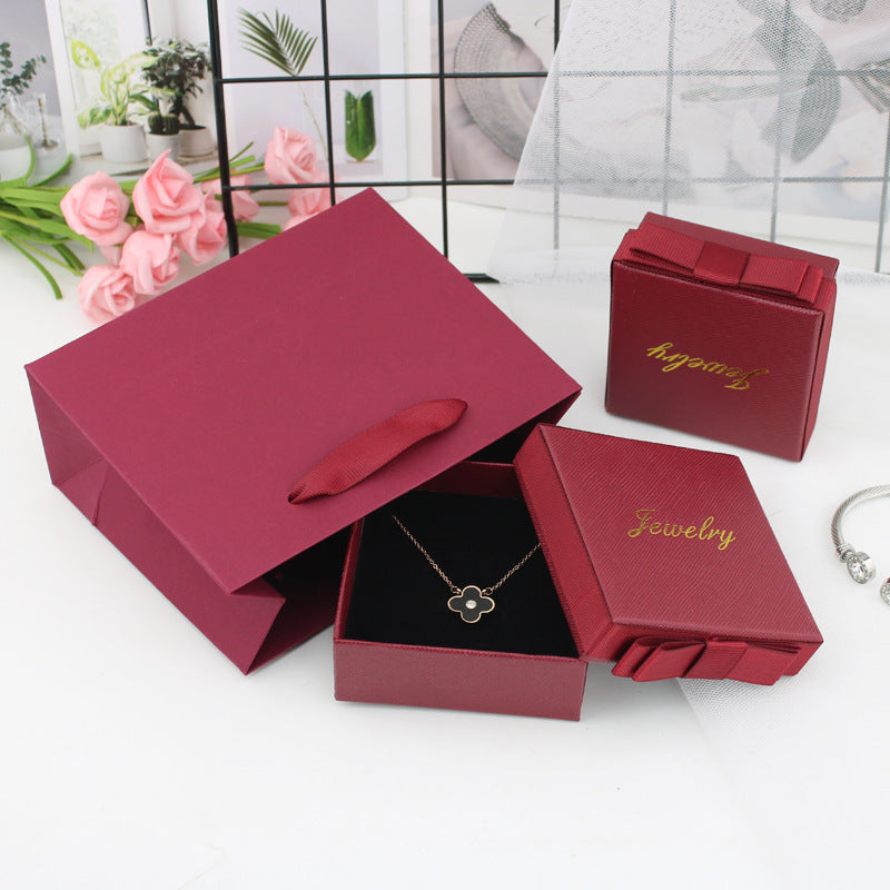 Verpackung Geschenkbox Dunkelgrüne Schleife Schmuckschatulle Ring Box Halskettenbox Schmuckschatulle Armband Box Großhandel