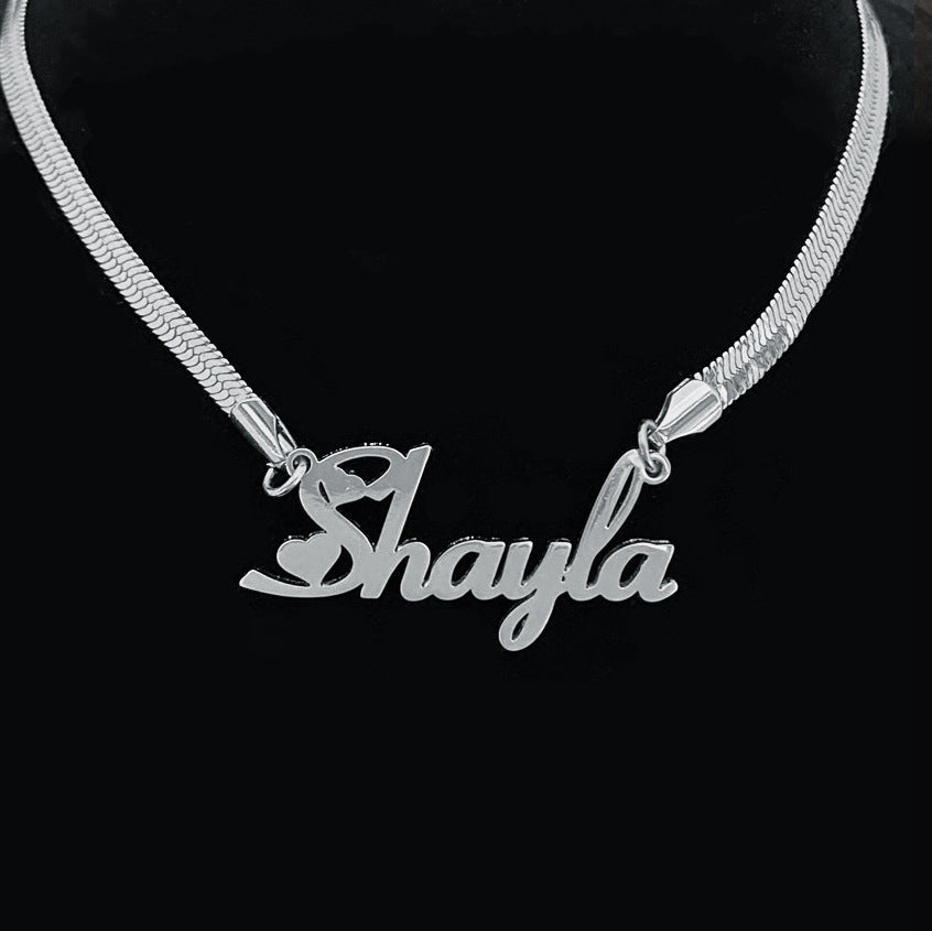Wind Blade Halskette mit individuellem Namen Edelstahl Namenskette Schlangenkette für Damen Schmuck Geschenk