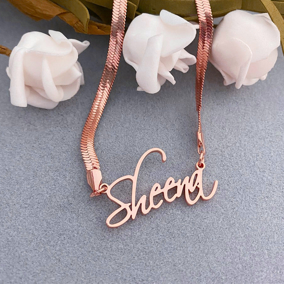Wind Blade Halskette mit individuellem Namen Edelstahl Namenskette Schlangenkette für Damen Schmuck Geschenk