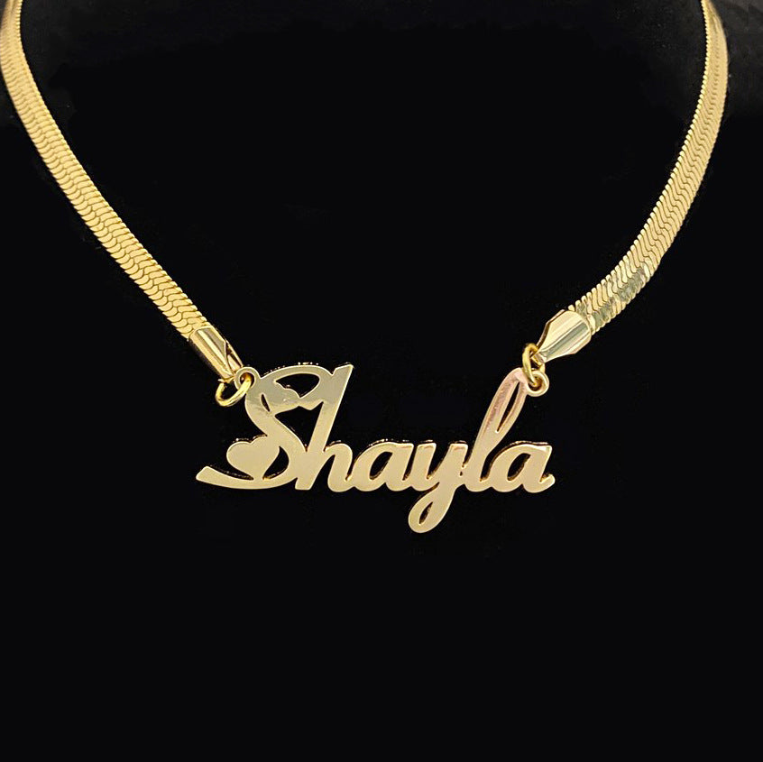 Wind Blade Halskette mit individuellem Namen Edelstahl Namenskette Schlangenkette für Damen Schmuck Geschenk