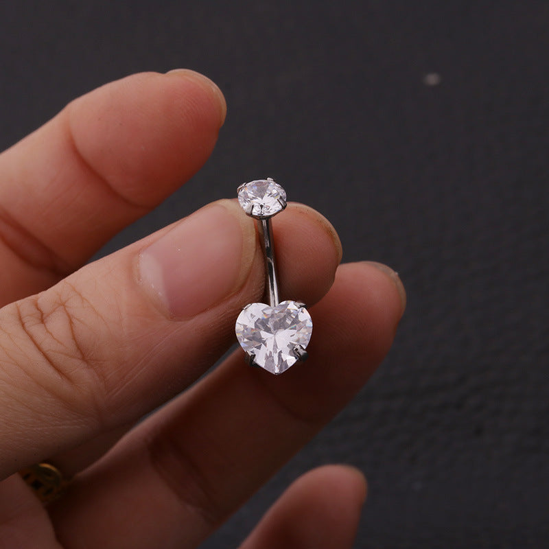 Joyas de perforación corporal de acero inoxidable con dientes internos, zirconio, ombliguera, anillo para el ombligo