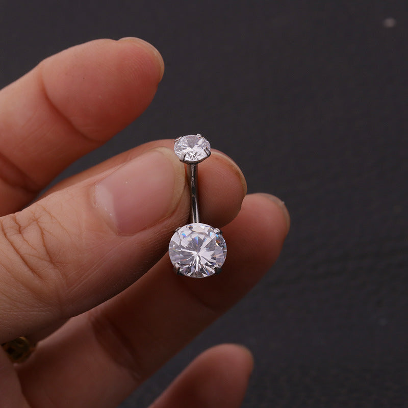 Joyas de perforación corporal de acero inoxidable con dientes internos, zirconio, ombliguera, anillo para el ombligo