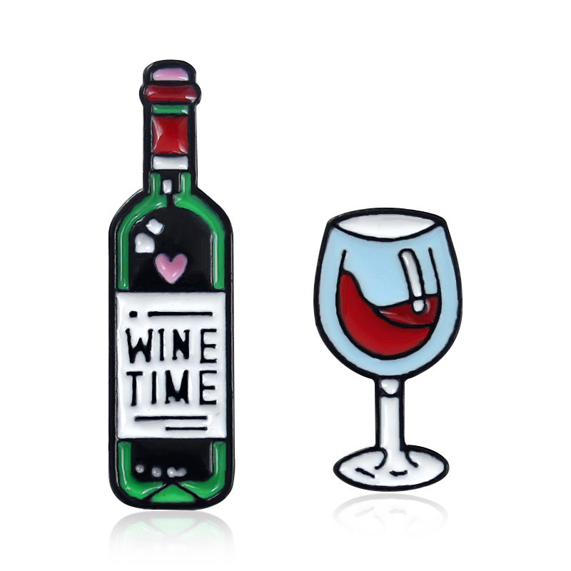 Rotwein Flasche Weinglas Tropfende Brosche Abzeichen Schmuck