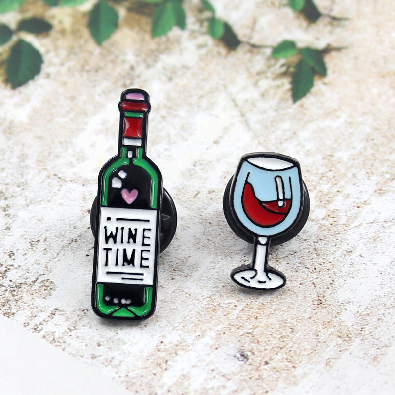 Rotwein Flasche Weinglas Tropfende Brosche Abzeichen Schmuck