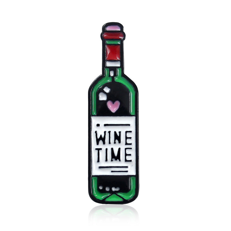 Rotwein Flasche Weinglas Tropfende Brosche Abzeichen Schmuck