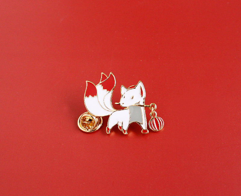 Little Fox Cartoon Brooch Cute Japanese Student Badge Collar Pin Men''s And Women''s Bags Accessories Fashion Personality