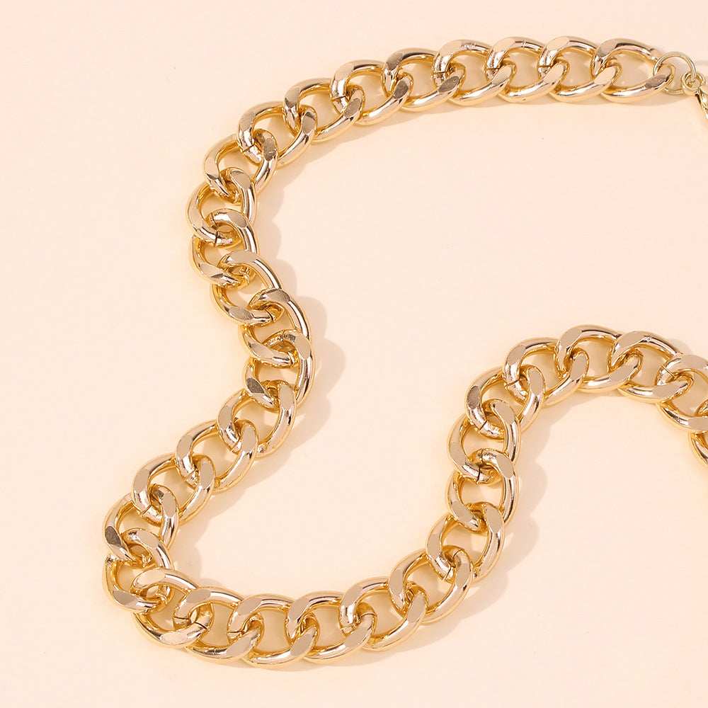 Modische große Halskette für Damen, verdreht, gold-silberfarben, klobige dicke Schloss-Choker-Ketten, Halsketten, Party-Schmuck