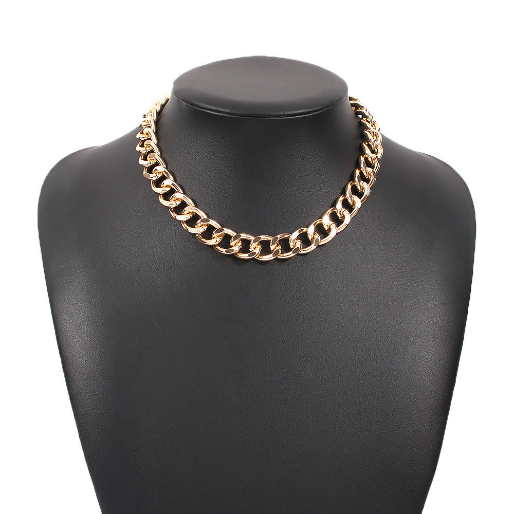 Modische große Halskette für Damen, verdreht, gold-silberfarben, klobige dicke Schloss-Choker-Ketten, Halsketten, Party-Schmuck