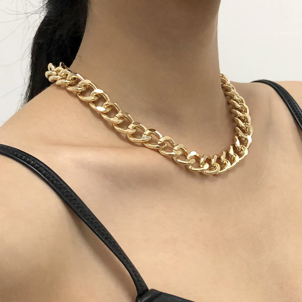 Modische große Halskette für Damen, verdreht, gold-silberfarben, klobige dicke Schloss-Choker-Ketten, Halsketten, Party-Schmuck