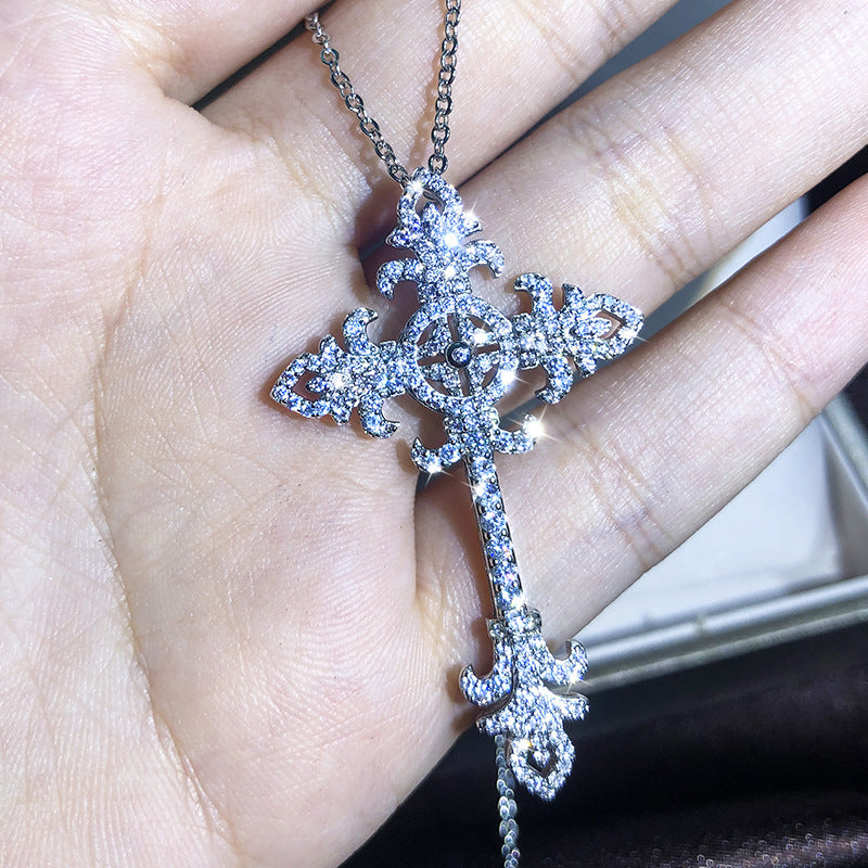 Europäische und amerikanische neue Kreuzkette für Männer und Frauen Zirkon Anhänger Schlüsselbeinkette Schmuck