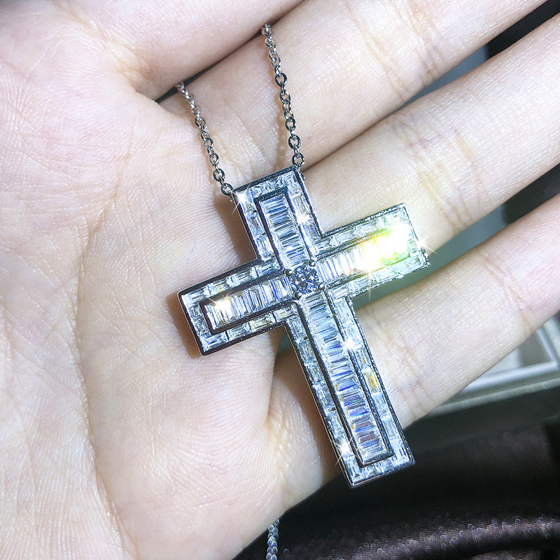 Europäische und amerikanische neue Kreuzkette für Männer und Frauen Zirkon Anhänger Schlüsselbeinkette Schmuck