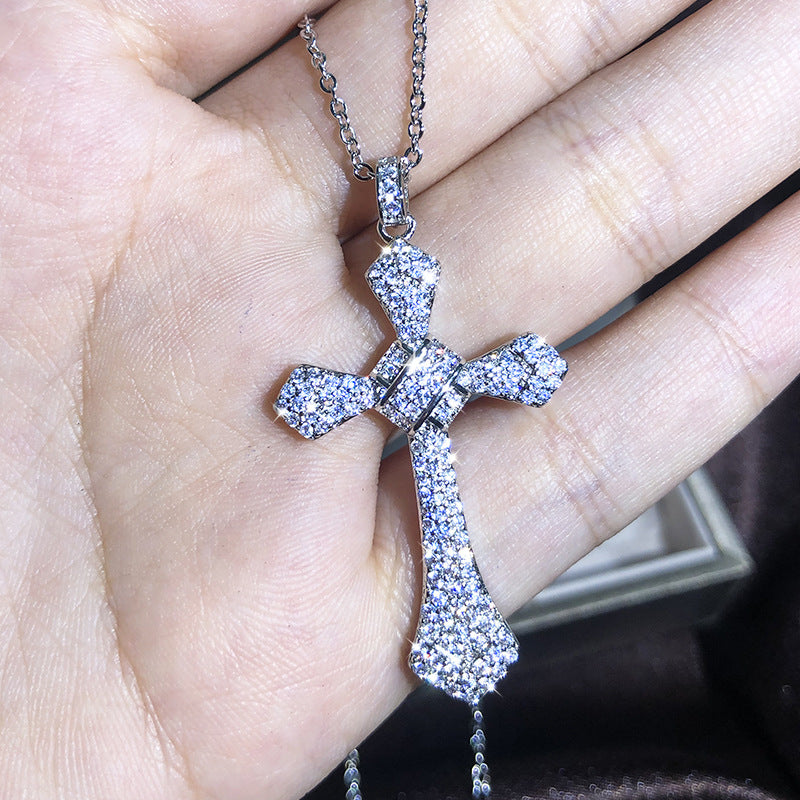 Europäische und amerikanische neue Kreuzkette für Männer und Frauen Zirkon Anhänger Schlüsselbeinkette Schmuck