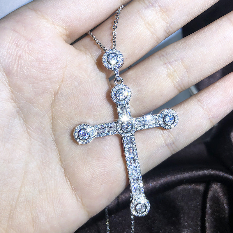 Europäische und amerikanische neue Kreuzkette für Männer und Frauen Zirkon Anhänger Schlüsselbeinkette Schmuck