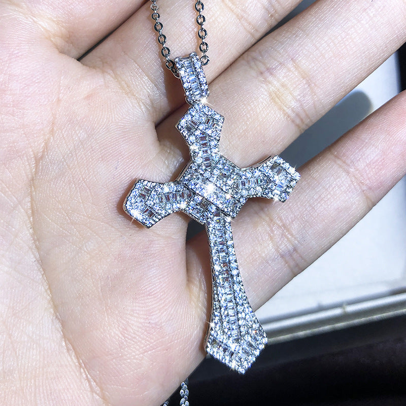 Europäische und amerikanische neue Kreuzkette für Männer und Frauen Zirkon Anhänger Schlüsselbeinkette Schmuck