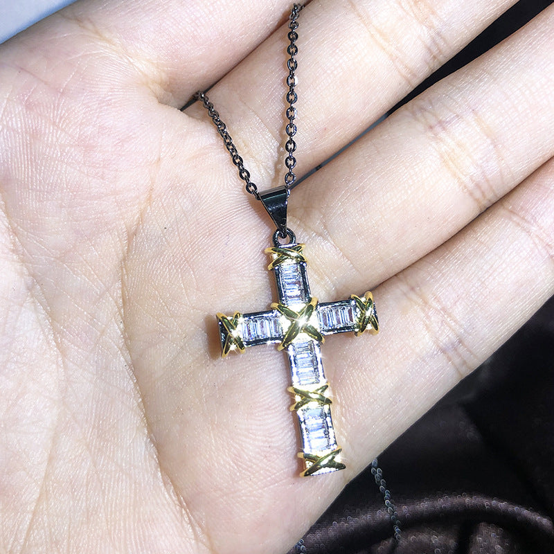 Europäische und amerikanische neue Kreuzkette für Männer und Frauen Zirkon Anhänger Schlüsselbeinkette Schmuck