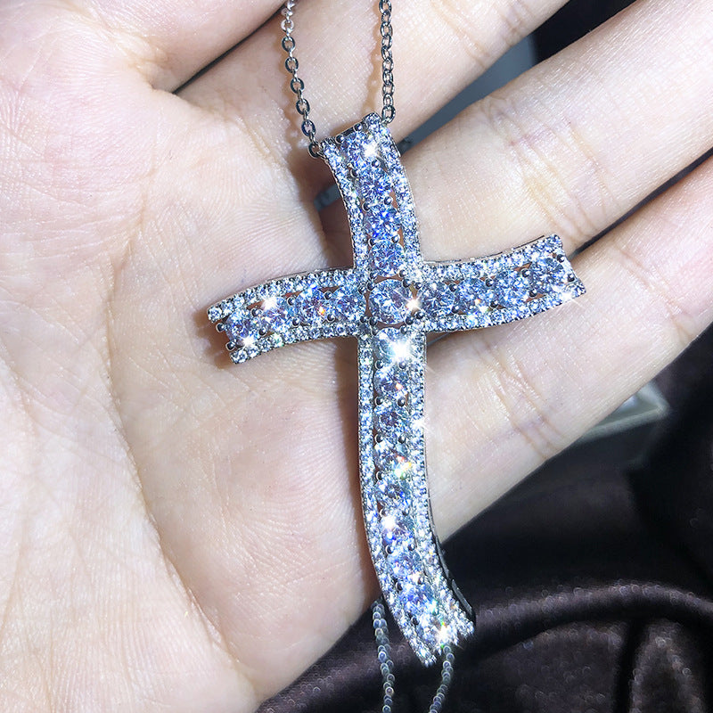 Europäische und amerikanische neue Kreuzkette für Männer und Frauen Zirkon Anhänger Schlüsselbeinkette Schmuck