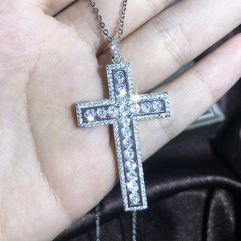Europäische und amerikanische neue Kreuzkette für Männer und Frauen Zirkon Anhänger Schlüsselbeinkette Schmuck