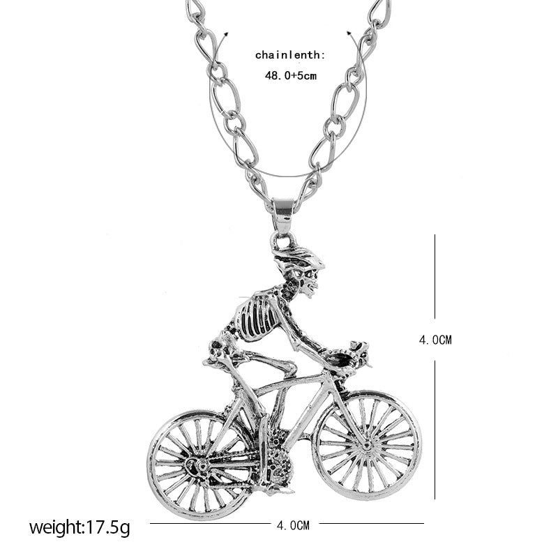 Europäische und amerikanische Street Hip-Hop Simple Retro Persönlichkeit Überzogene Schlüsselbeinkette Mode Trend Schädel Mann Reiten Fahrrad Halskette