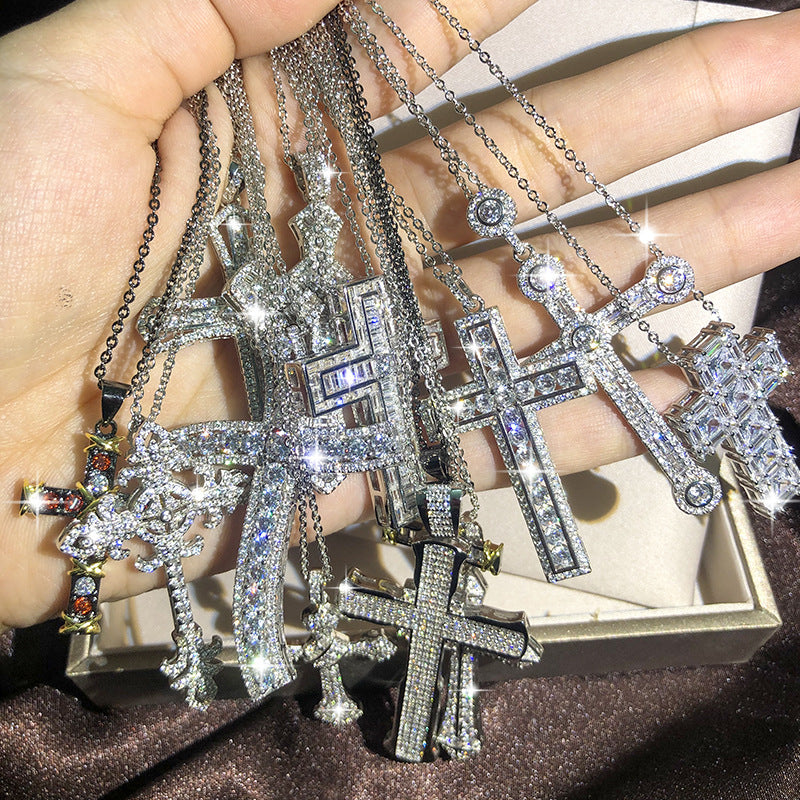 Europäische und amerikanische neue Kreuzkette für Männer und Frauen Zirkon Anhänger Schlüsselbeinkette Schmuck