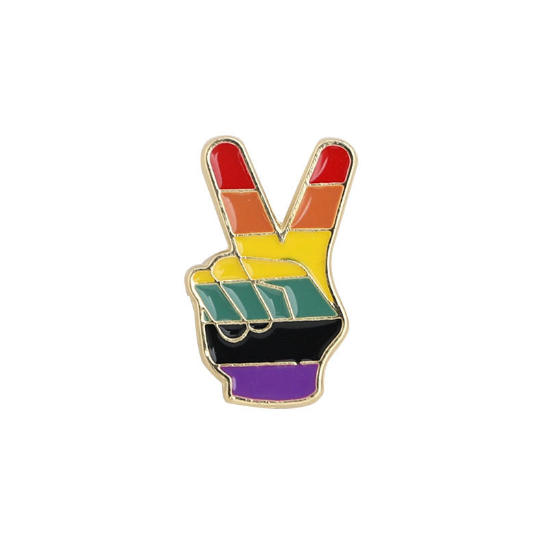Gesto de cerveza, broche arcoíris, lindo, insignia de metal japonesa para hombres y mujeres