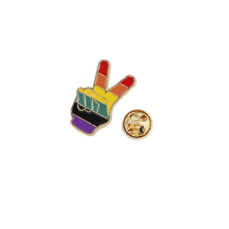 Gesto de cerveza, broche arcoíris, lindo, insignia de metal japonesa para hombres y mujeres