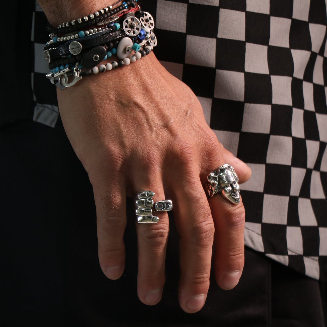 Anillos de mano tallados góticos para mujeres y hombres, anillo ajustable vintage para fiestas y bodas, joyería para parejas, Anillos, Bague