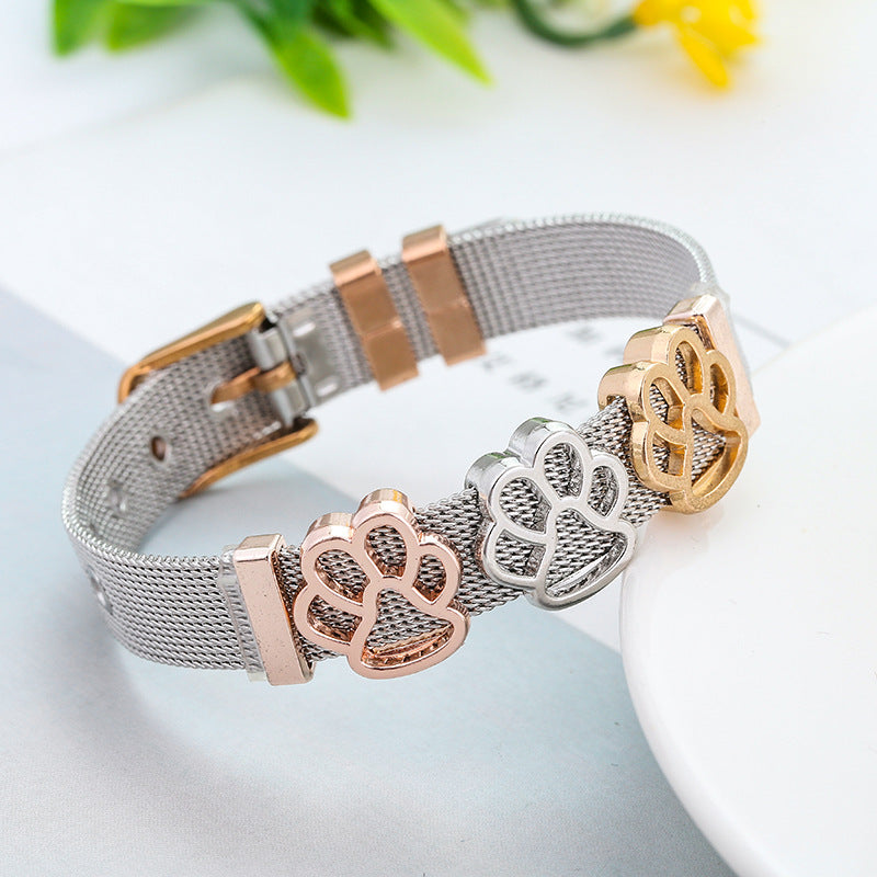 Edelstahl-Keeper-Armband-Fußabdruckperlen