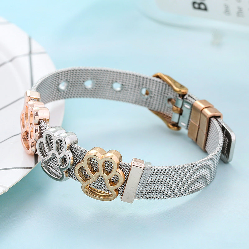 Edelstahl-Keeper-Armband-Fußabdruckperlen