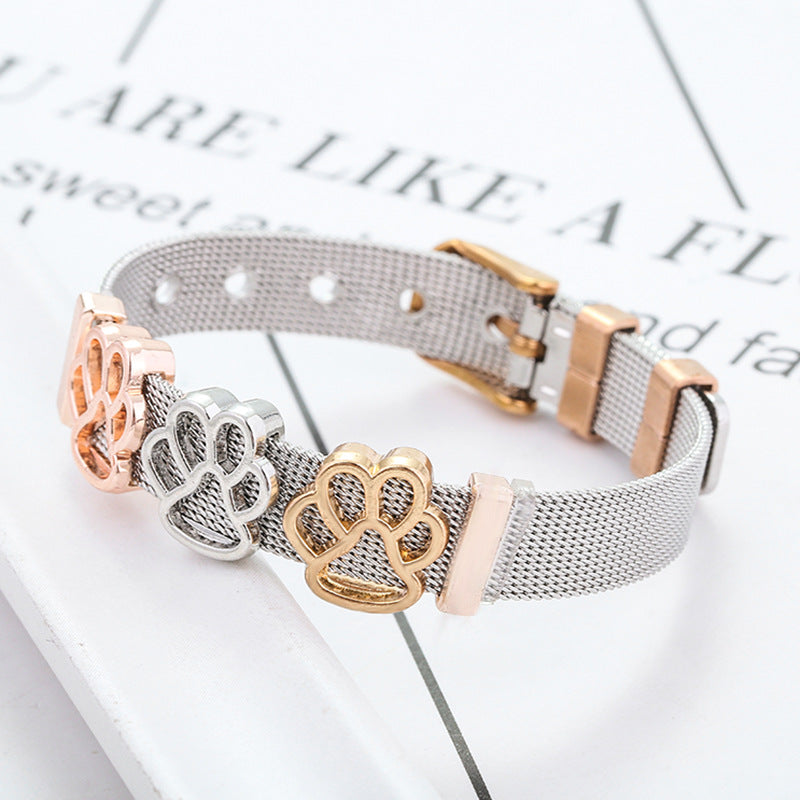 Edelstahl-Keeper-Armband-Fußabdruckperlen