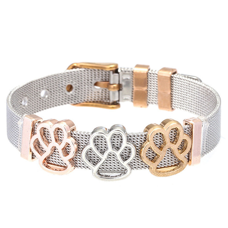Edelstahl-Keeper-Armband-Fußabdruckperlen