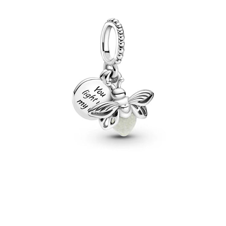 Guanghe Pan's neues Produkt Sterling Silber S925 Armband DIY Silberperlen Silber Charms Leuchtender Bienenanhänger Blumenanhänger Silber