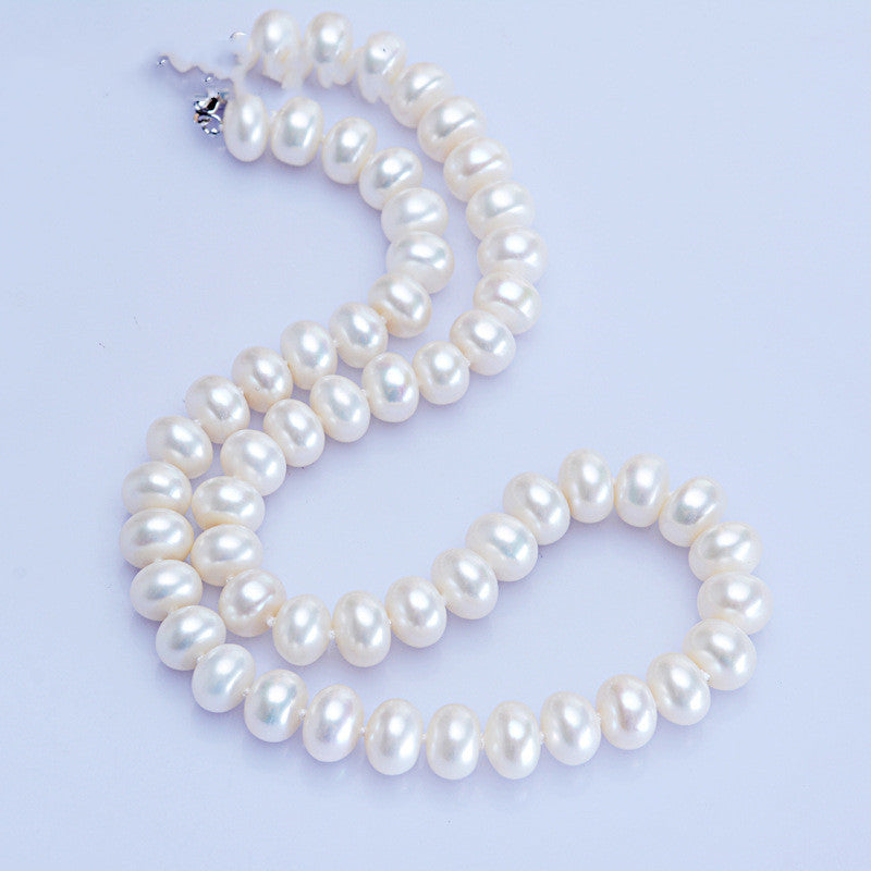 Dailan Jewelry Collar de perlas de agua dulce de 10-11 mm, redondo, tipo pan al vapor, con botón de bola de luz fuerte, venta al por mayor de fábrica de joyería
