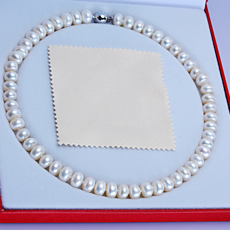 Dailan Jewelry Collar de perlas de agua dulce de 10-11 mm, redondo, tipo pan al vapor, con botón de bola de luz fuerte, venta al por mayor de fábrica de joyería