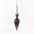 Natural Crushed Stone Resin Cone Pendulum Pendant Vintage Silver Bagua Divination Pendant