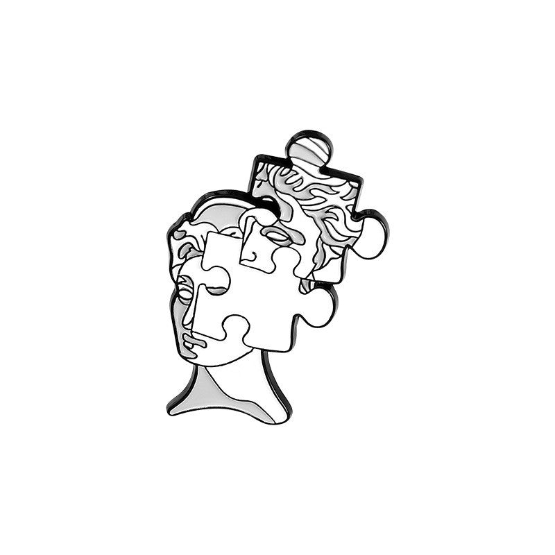 Broche de escultura creativa Broche de escultura facial con forma de mini