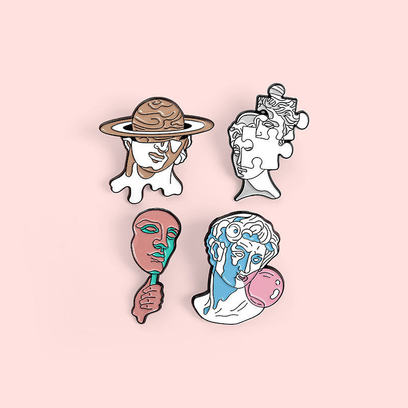 Broche de escultura creativa Broche de escultura facial con forma de mini