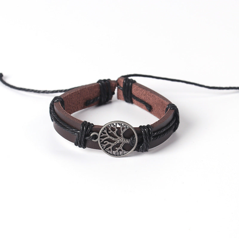 Vnox Armband-Set aus Leder für Herren