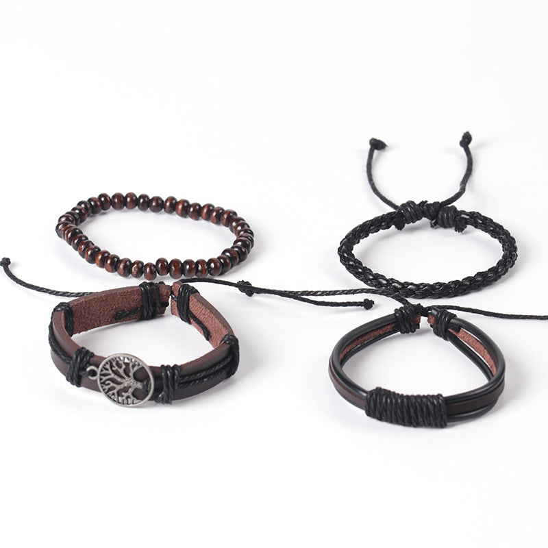 Vnox Armband-Set aus Leder für Herren