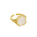 Geometrischer quadratischer Naturkristall 925 Sterling Silber verstellbarer Ring