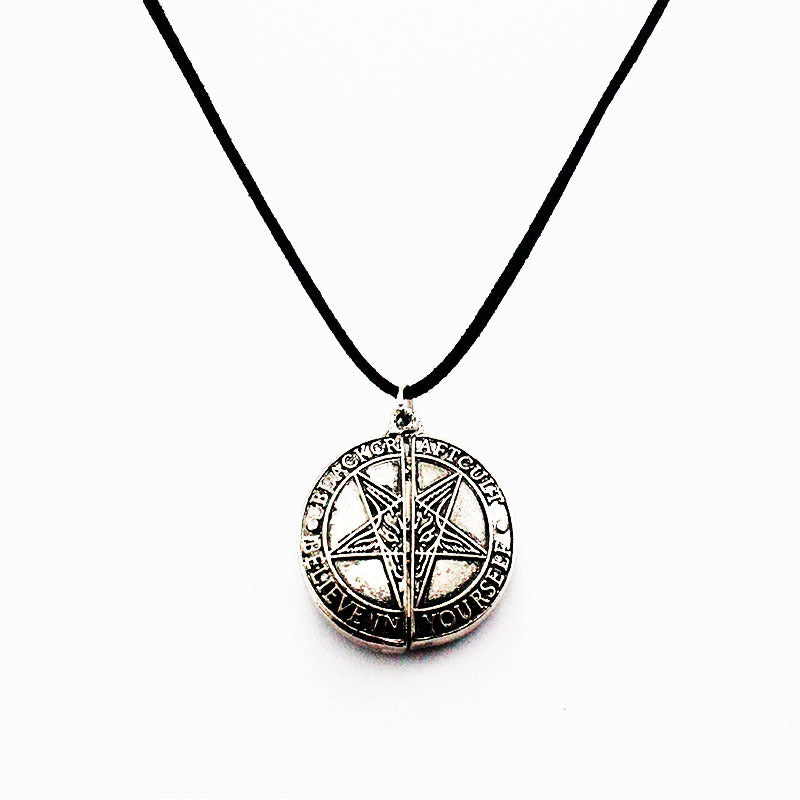 Gothic Steampunk Antik Silber Fünfzackiger Stern Mechanisches Uhrwerk Offene Lederkette Für Herren Und Damen