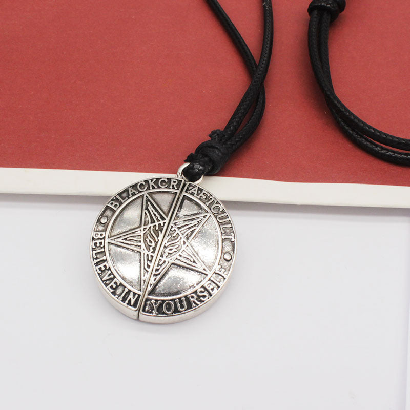 Gothic Steampunk Antik Silber Fünfzackiger Stern Mechanisches Uhrwerk Offene Lederkette Für Herren Und Damen